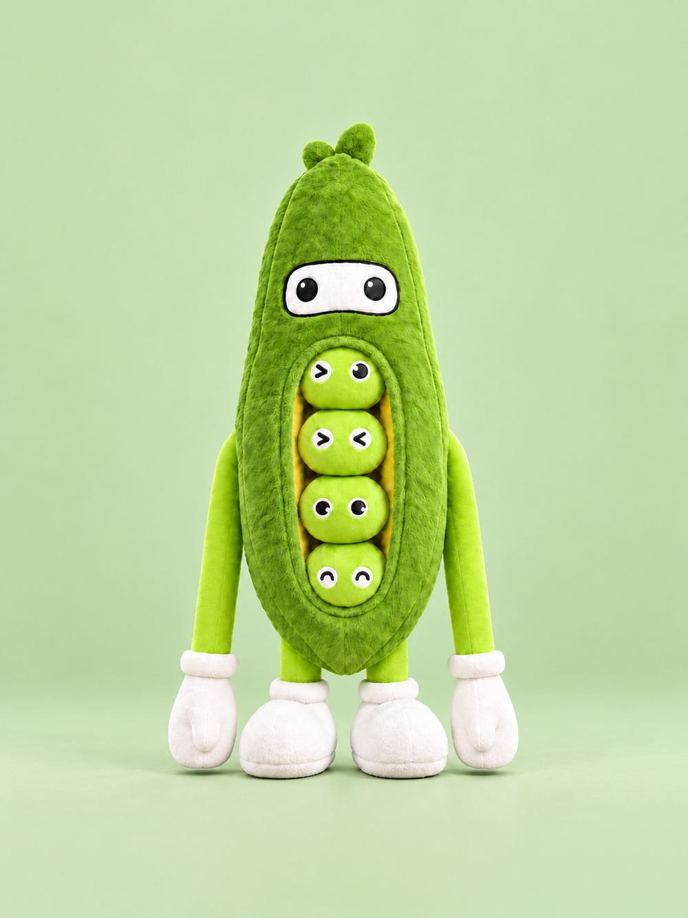Close-up of PEDODO and the expressive peas nestled inside